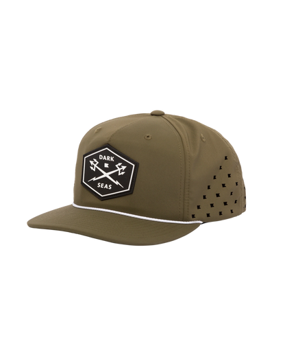 Dark Seas Tridents Progress Tech Hat Olive