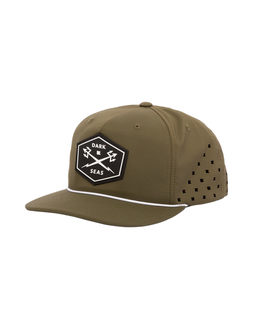 Dark Seas Tridents Progress Tech Hat Olive