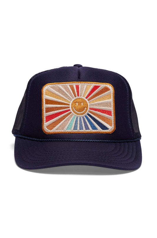 Friday Feelin Rays Of Happy Trucker Hat Navy