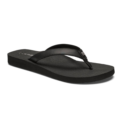 Cobian Skinny Bounce black flip flop featuring wide black straps, a textured cushioned footbed, and a small Cobian logo accent.