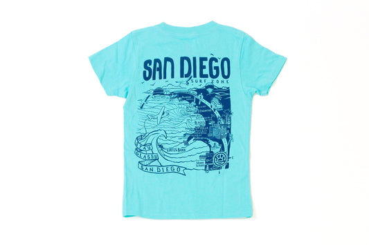 South Coast Kids San Diego Map Tee Mint