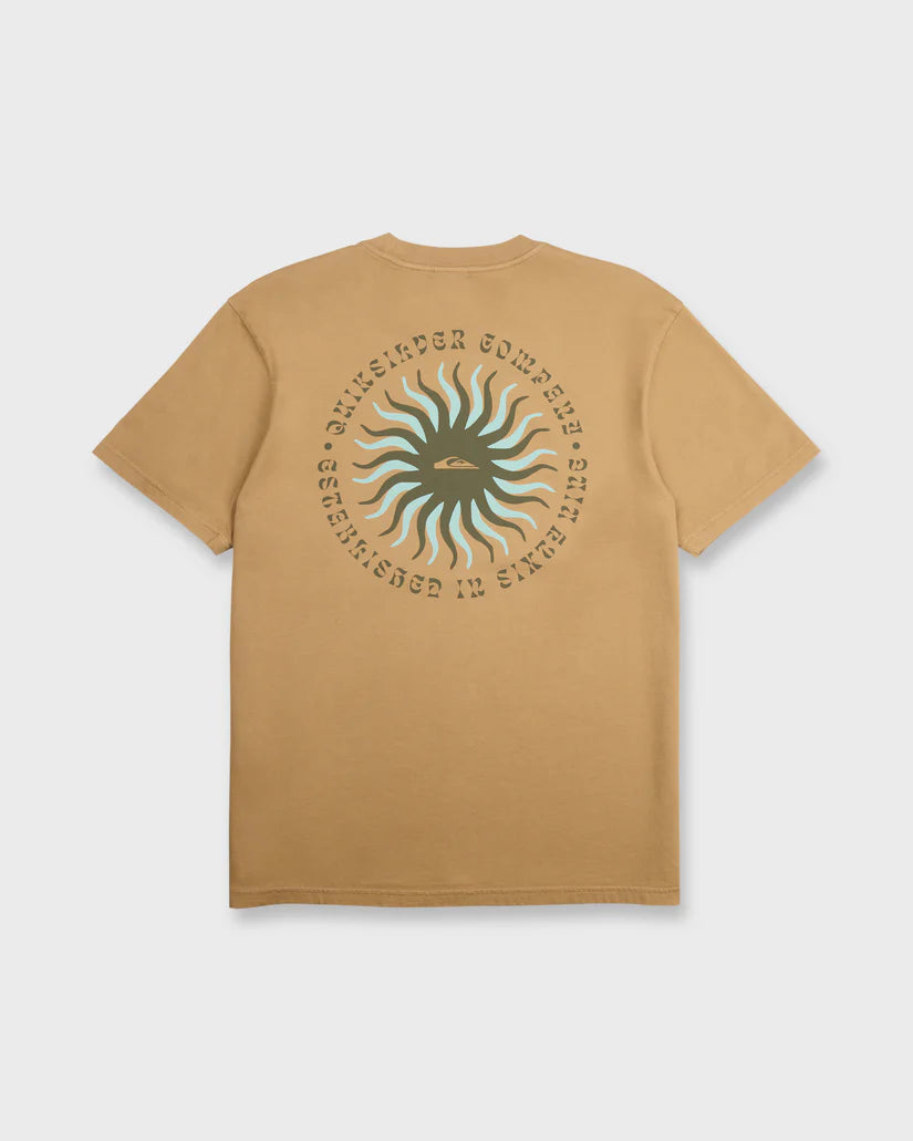 Quiksilver Men's Sunny Day Pigment Dye Short Sleeve Cotton Tee Tobacco