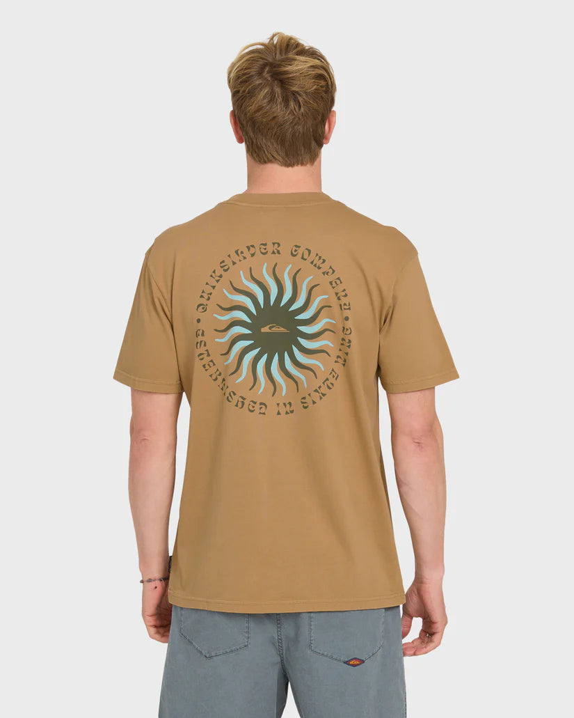 Quiksilver Men's Sunny Day Pigment Dye Short Sleeve Cotton Tee Tobacco