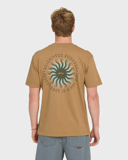 Quiksilver Men's Sunny Day Pigment Dye Short Sleeve Cotton Tee Tobacco