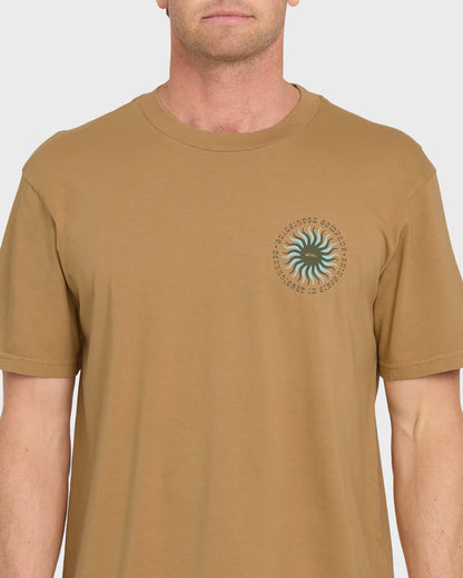 Quiksilver Men's Sunny Day Pigment Dye Short Sleeve Cotton Tee Tobacco