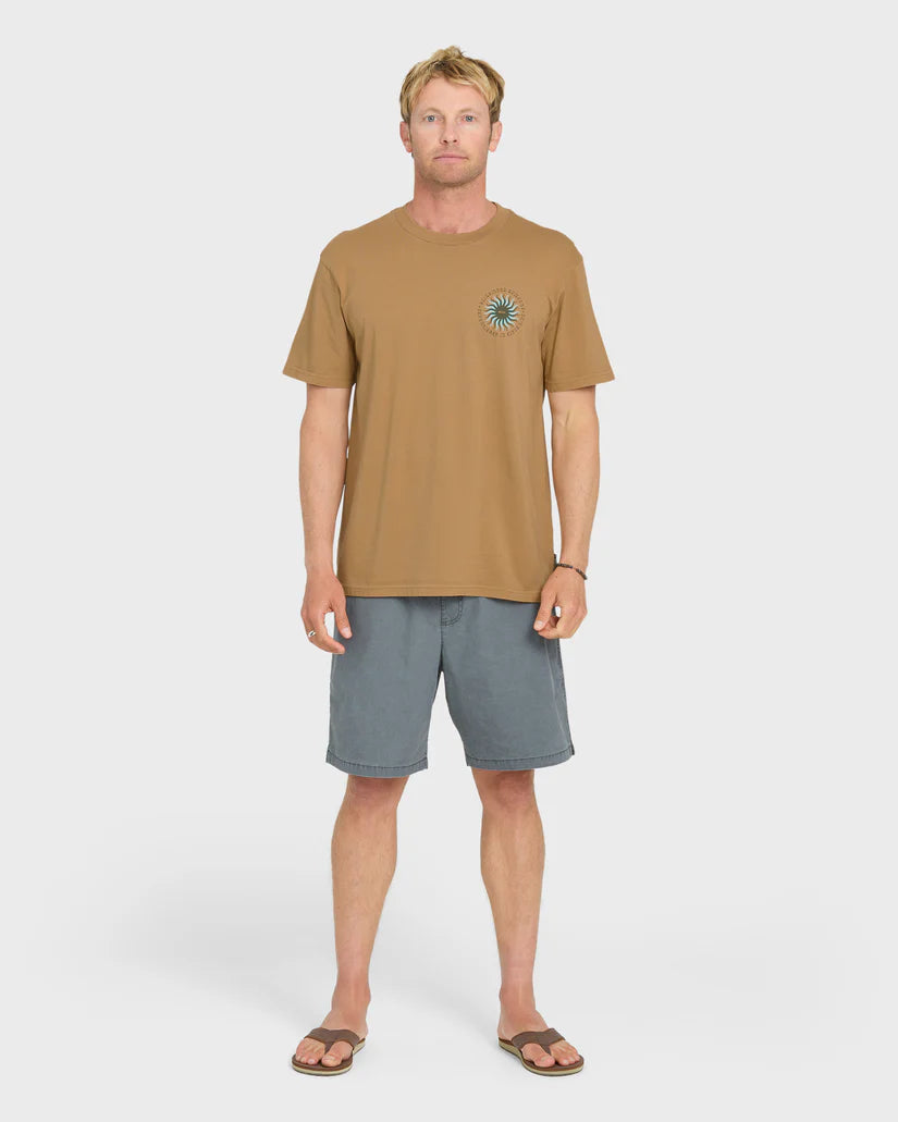Quiksilver Men's Sunny Day Pigment Dye Short Sleeve Cotton Tee Tobacco