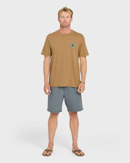 Quiksilver Men's Sunny Day Pigment Dye Short Sleeve Cotton Tee Tobacco