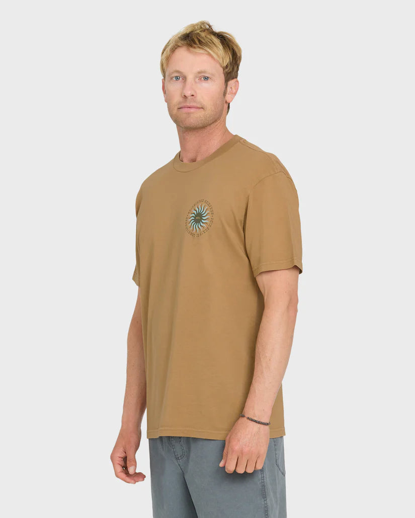 Quiksilver Men's Sunny Day Pigment Dye Short Sleeve Cotton Tee Tobacco