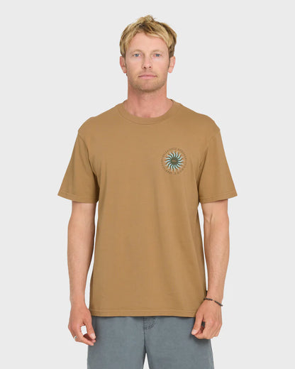 Quiksilver Men's Sunny Day Pigment Dye Short Sleeve Cotton Tee Tobacco