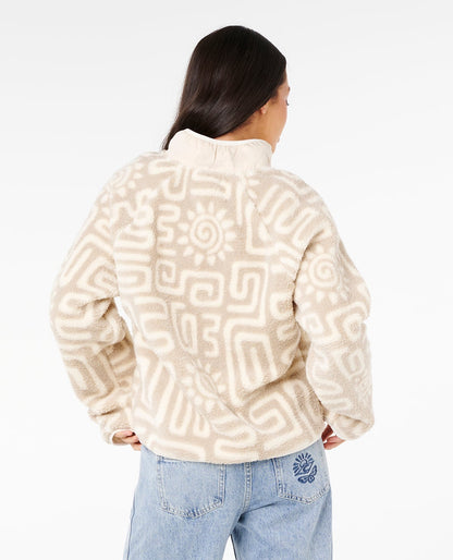 Rip Curl Women's Sunset Luau 1/4 Zip Polar Fleece Bone