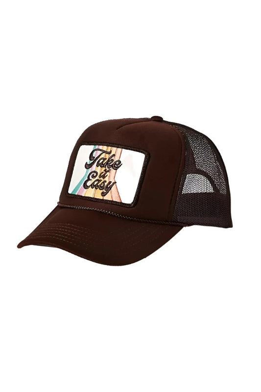 Friday Feelin Take It Easy Trucker Hat Brown
