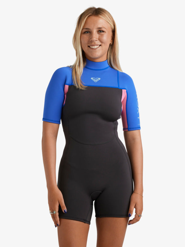 Roxy Women's 2/2mm Prologue+ Short Sleeve Back Zip Springsuit Cobalt