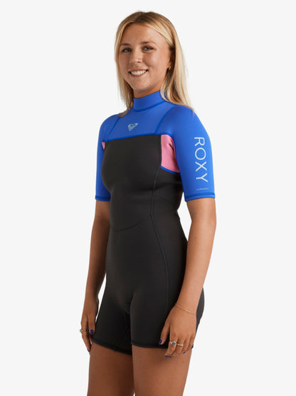 Roxy Women's 2/2mm Prologue+ Short Sleeve Back Zip Springsuit Cobalt