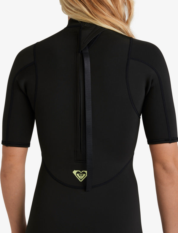 Roxy Women's 2/2mm Prologue+ Short Sleeve Back Zip Springsuit Black