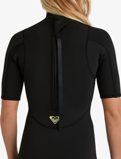 Roxy Women's 2/2mm Prologue+ Short Sleeve Back Zip Springsuit Black