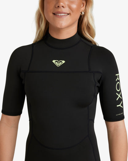 Roxy Women's 2/2mm Prologue+ Short Sleeve Back Zip Springsuit Black