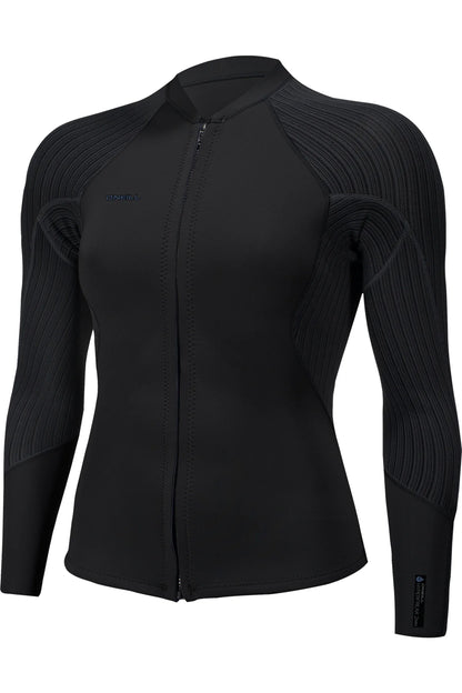 O'Neill Women's Hyperfreak 2mm Front Zip Jacket Black