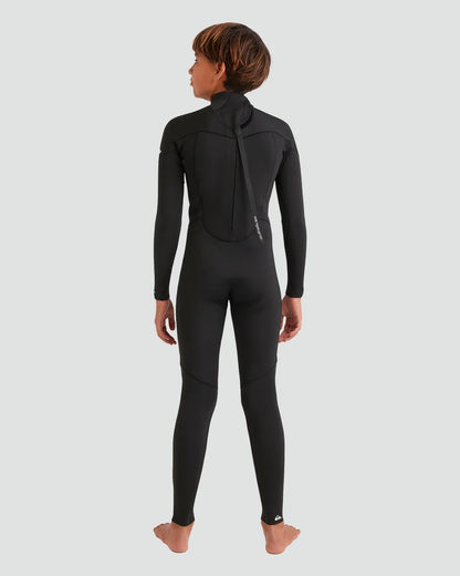 Quiksilver Youth Prologue 3/2 Back Zip Wetsuit in black – full back view