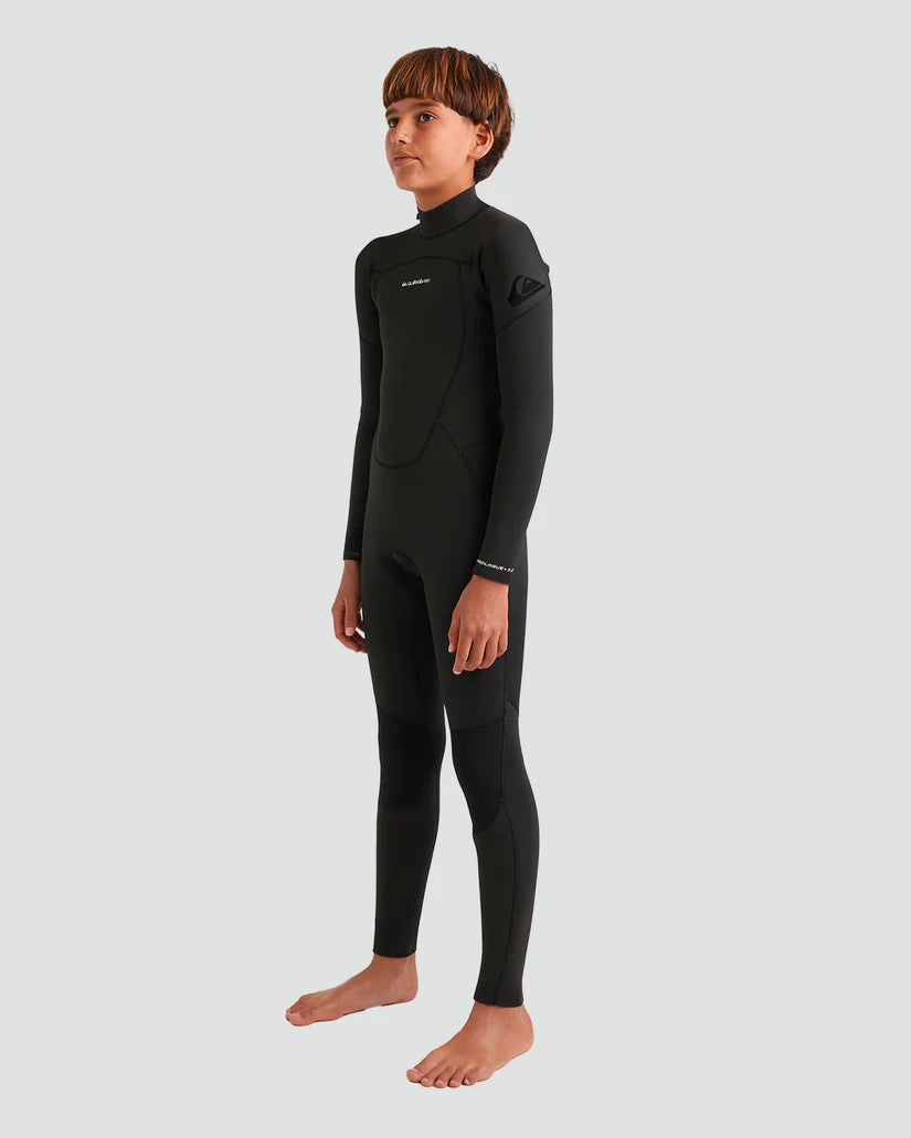 Quiksilver Youth Prologue 3/2 Back Zip Wetsuit in black – front side view