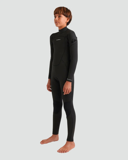 Quiksilver Youth Prologue 3/2 Back Zip Wetsuit in black – front side view