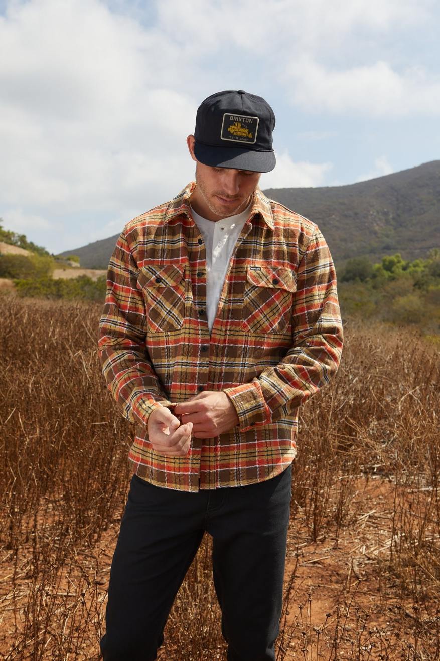 Bowery Heavyweight L/S Flannel - Desert Palm/Antelope/Burnt Red
