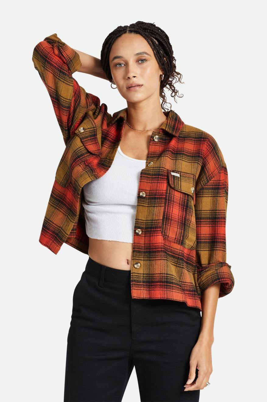 Bowery Women's L/S Flannel - Washed Copper/Barn Red