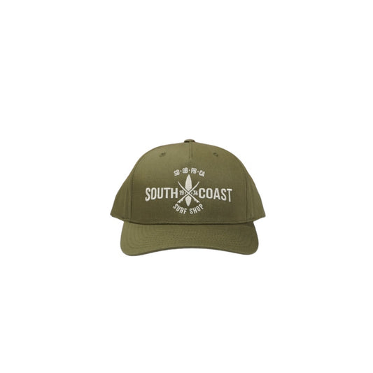 South Coast Adult Cross Logo Trucker Hat Olive