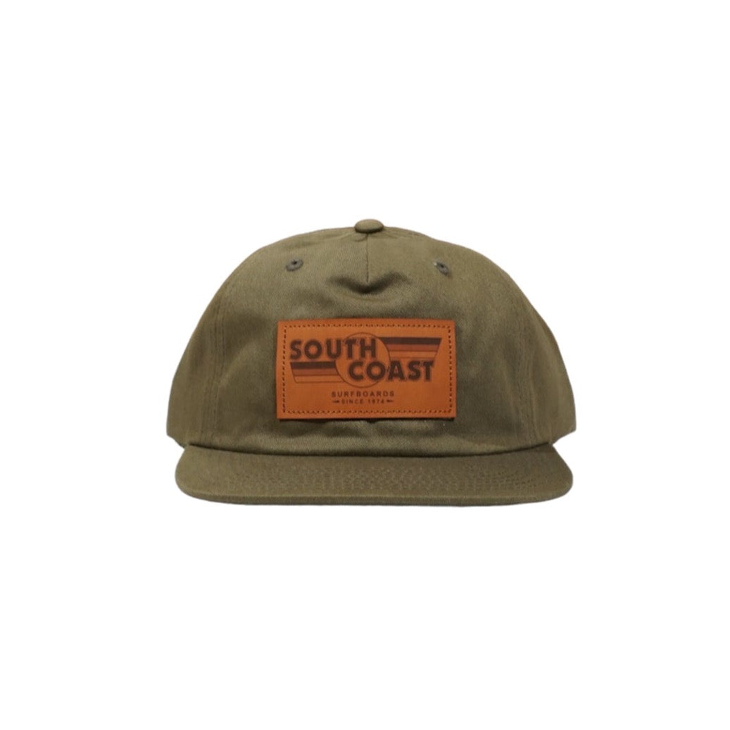 South Coast Retro Logo Leather Patch Hat Olive