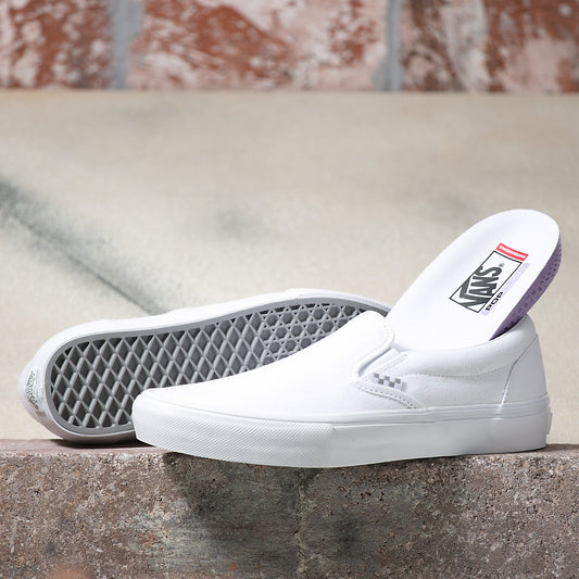 Vans Mens Skate Slip On Shoes White