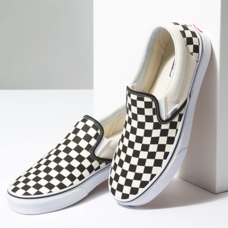 VANS WOMENS CLASSIC SLIP BLACK CHECKERBOARD SHOES