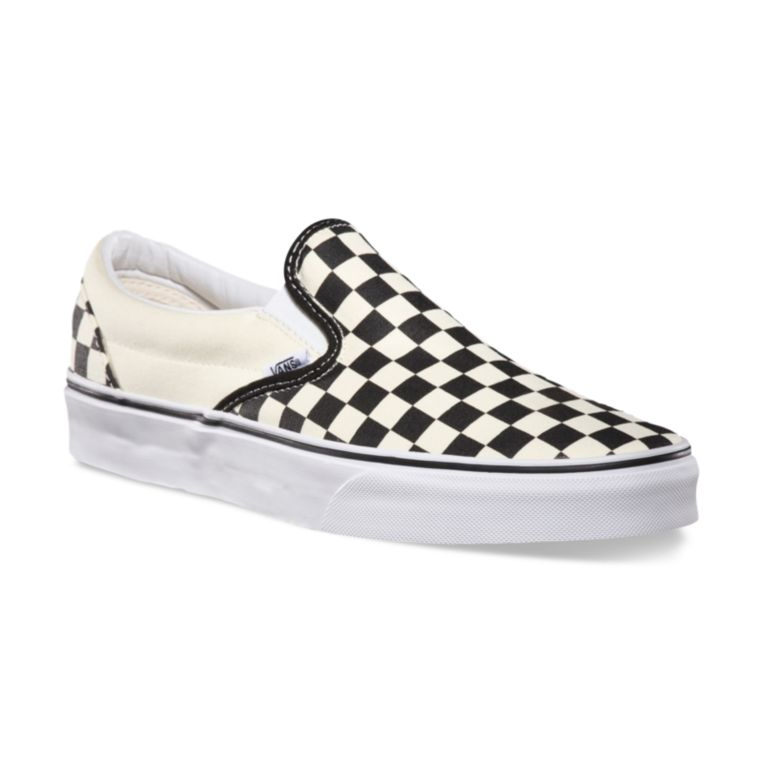 VANS WOMENS CLASSIC SLIP BLACK CHECKERBOARD SHOES